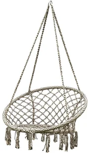 SASKA GARDEN Hamak ażurowy fotel wiszący 80x60cm z poduszką szary victoriasport-1018058-0 - Fotele ogrodowe wiszące - miniaturka - grafika 2