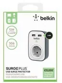 Listwy zasilające - Belkin Listwa zasilająca Surge plus Wallmount 1-f. + 2xUSB 2,4A Surge Pro (BSV103VF) - miniaturka - grafika 1