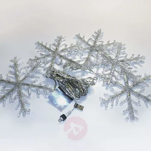 KonstSmide Płatek śniegu 5-pkt. LED zimna biel 4m - Oświetlenie świąteczne - miniaturka - grafika 2