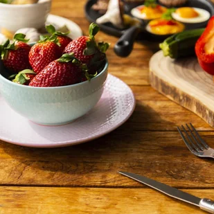 Orion Talerz deserowy, płaski, ceramiczny, 21 cm, różowy 128440 - Miski i półmiski - miniaturka - grafika 5