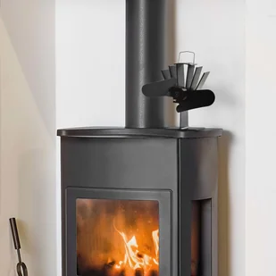 vidaXL Zasilany ciepłem wentylator kominkowy, 2 łopatki, czarny - Akcesoria grzewcze - miniaturka - grafika 2