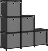 Regały - vidaXL Regał z 6 przegrodami, pudełka, czarny, 103x30x72,5 cm, tkanina - miniaturka - grafika 1