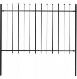 Vidaxl ogrodzeniowe z grotami, stal, 1,7 x 1,2 m, czarne - Ogrodzenia - miniaturka - grafika 2
