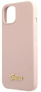 Guess GUHMP13MLSLMGLP iPhone 13 6,1" jasnoróżowy/light pink hardcase Silicone Script Gold Logo Magsafe - Etui i futerały do telefonów - miniaturka - grafika 6