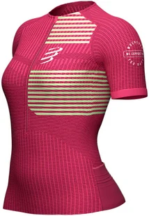 Compressport Triathlonowa koszulka kompresyjna damska TRI POSTURAL SS TOP różowo-zielona - Bielizna sportowa damska - miniaturka - grafika 7