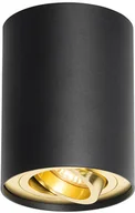 Lampy sufitowe - QAZQA Reflektor sufitowy czarny ze złotym obrotowym i uchylnym - Rondoo up - miniaturka - grafika 1