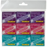 Naboje i atramenty - Online Schreibgeräte ONLINE 17032  pióro, wkłady atramentowe, 3 X turkusowy/różowy/fioletowy 17032 - miniaturka - grafika 1