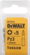 Bity - DeWALT zestaw 5 szt. końcówek 1/4" TORSION do wkrętów Pozidriv, rozmiar PZ3/25mm, DeWalt [DT7213-QZ] - miniaturka - grafika 1
