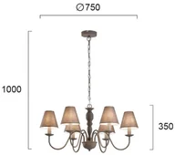 Lampy sufitowe - Viokef Żyrandol Fatima, szary, 6-punktowy - miniaturka - grafika 1