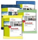 Ściereczki, gąbki, czyściki - ALCLEAR Clear 961000 kuchnia kuchnie zestaw 4-częściowy, zawiera ściereczki z mikrowłókna Bestseller Ultra po 32 x 36 cm, sucha Wunder 60 x 40 cm, spuelschwammtuch antibak, 17 x 23 cm, żółty i zielony 961000 - miniaturka - grafika 1