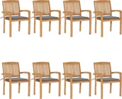 Fotele i krzesła ogrodowe - vidaXL Sztaplowane krzesła ogrodowe z poduszkami 8 szt. tekowe 3073241 - miniaturka - grafika 1