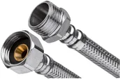 Węże elastyczne - Invena Wężyk w oplocie ze stali nierdzewnej z gwintem wew./zew. 1/2" x 1/2" 60 - miniaturka - grafika 1