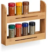 Inne naczynia kuchenne - Relaxdays przyprawy, regał stojący regał ziół z bambusa, mały wieszak na przyprawy do kuchni, HBT: 26 x 31 x 6 cm, naturalny 10021554 - miniaturka - grafika 1
