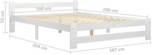 vidaXL Lumarko Rama łóżka, biała, lite drewno sosnowe, 160 x 200 cm 322002 - Łóżka - miniaturka - grafika 7