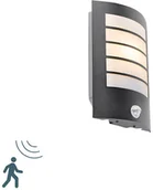 Lampy ogrodowe - QAZQA Kinkiet zewnętrzny czarny IP44 z czujnikiem ruchu - Miro - miniaturka - grafika 1