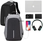 Torby na laptopy - PLECAK NA LAPTOPA TABLET Z ZABEZPIECZENIEM SZARY - miniaturka - grafika 1