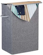 Kosze na bieliznę - Relaxdays kosz na pranie na rzep, materiał, 2 uchwyty, przenośny, pojemność 60 l, prostokątny kosz na pranie, wys. x szer. x gł., STANDARD 10024312_111 - miniaturka - grafika 1