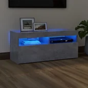 Szafki RTV - vidaXL Szafka pod TV z oświetleniem LED szarość betonu 90x35x40 cm 804386 - miniaturka - grafika 1