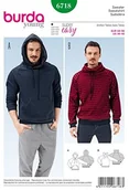 Akcesoria i części do maszyn do szycia - Burda burda 6718 wykrój Sweater bluza z kapturem dla mężczyzn (, rozm. 46  56) Level 1 Super Easy B6718 - miniaturka - grafika 1