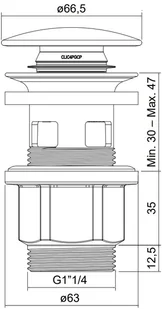 OMNIRES korek klik-klak do syfonu umywalkowego, chrom - Korki do umywalek - miniaturka - grafika 2