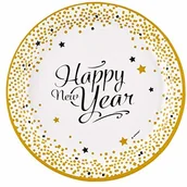 Kinder party - amscan generique 8 talerz z kartonu Happy New Year złoty 23 cm - miniaturka - grafika 1