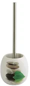 Dozowniki papieru i mydła dla firm - MSV akcesoria łazienkowe "Java lingga komplet" szczotkę do WC szczotka do toalety szczotka sedesowa ze ceramika Biały kolor zielony - miniaturka - grafika 1