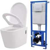 Miski WC - shumee Podwieszana toaleta ceramiczna ze spłuczką biała - miniaturka - grafika 1