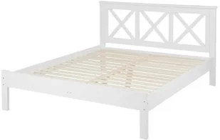 Beliani Łóżko drewniane białe ze stelażem 160 x 200 cm TANNAY - Łóżka - miniaturka - grafika 2