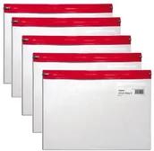 Koszulki na dokumenty - Snopake Zippa Bag "S" worek Zipper A4 370 X 260 MM 5 sztuki przezroczysty/czerwony 12805 - miniaturka - grafika 1