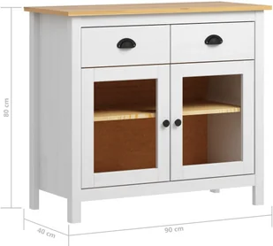 vidaXL Komoda Hill Range, biała, 90x40x80 cm, lite drewno sosnowe - Komody - miniaturka - grafika 8