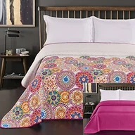 Narzuty - DecoKing 77160 koc dzienny dwustronny, kapa Steppung Bibi, poliester, kolor: różowy, fioletowy, biały, antracyt, 170x210x1 cm 12239 - miniaturka - grafika 1