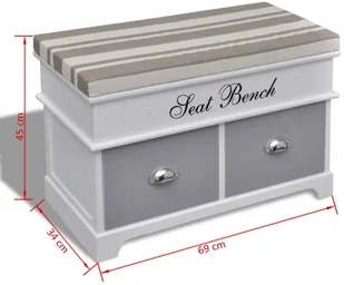 vidaXL vidaXL Ławeczka do przedpokoju, z szufladami oraz szarą poduszką - Ławki do przedpokoju - miniaturka - grafika 7