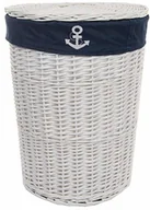 Kosze na bieliznę - DVier Kosz na pranie skrzynia na pranie Laundry Biały okrągły 38 WRD-C d.46 h.62 - miniaturka - grafika 1