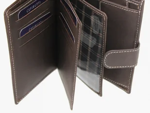 Cefirutti Portfel Męski Skóra Cielęca Duży Pionowy Z Zapięciem Dwa Skrzydełka Pionowy Suwak Matowy HT 7680278-5 - Portfele - miniaturka - grafika 7