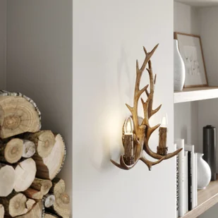 LINDBY Lindby Fibi lampa ścienna, poroże, brązowa - Lampy ścienne - miniaturka - grafika 2