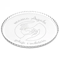 Tace i patery - Murrano Patera szklana na ciasto bez nóżki grawer gotuje z miłością dla mamy PATR2-032 - miniaturka - grafika 1