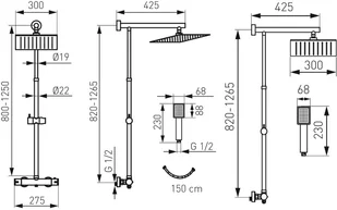 Ferro Zestaw natryskowy z baterią termostatyczną TREVI SQUARE - Zestawy prysznicowe Ferro Zestaw natryskowy z baterią termostatyczną TREVI SQUARE - Zestawy prysznicowe - miniaturka - grafika 2