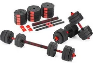 Hantle i ciężarki - Gymtek Zestaw hantli regulowanych 2x15kg ze sztangą Gymtek - miniaturka - grafika 1