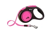 Smycze dla psów - Flexi Smycz automatyczna New Neon S taśma 5 m kol. różowy - miniaturka - grafika 1