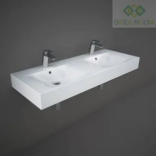 RAK Ceramics Ceramics DES UMYWALKA PODWIESZANA & NABLATOWA 121 X 46 CM Z OTWOREM NA BAT. BIAŁY POŁYSK DESWB12101AWHA - Umywalki - miniaturka - grafika 2