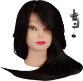 Główki treningowe - Calissimo Główka treningowa Jessica 60 cm black, włos ludzki + uchwyt, fryzjerska do czesania, głowa do ćwiczeń JESSICA 60 BLACK - miniaturka - grafika 1