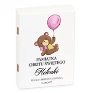 Sztućce dla dzieci - Murrano Zestaw Sztućców Dla Dzieci W Drewnianym Etui Nadruk Miś Pamiątka Chr SZT-ANIMALS_DRW-UV-045 - miniaturka - grafika 1