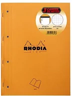 Notesy i bloczki - Rhodia 118316C 3 bloki z boku, zszywane z 80 kartkami do zdejmowania i perforowania, 4 otwory, 22,3 x 29,7 cm, 80 g, w kratkę, kolor pomarańczowy 118316C - miniaturka - grafika 1