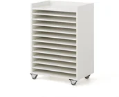 Meble do szkół i przedszkoli - AJ Produkty Mobilny regał na prace plastyczne, 650x420x900 mm, biały - miniaturka - grafika 1