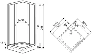 Novoterm Kabina kwadratowa 80x80 Madera STR SQ MADERA.SQ-80-B/B - Kabiny prysznicowe - miniaturka - grafika 2