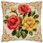 Poduszki dekoracyjne - Vervaco vervaco PN-0008575 Ver haft krzyżykowy poduszka kolorowe róże 1200\613 - miniaturka - grafika 1