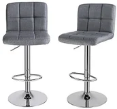 Taborety i hokery - SONGMICS Songmics LJB14G hokery barowe z regulacją wysokości oparcia, 2 sztuki, tkanina, kolor szary/dymny, wymiary: 44,5 x 38 x 115 cm LJB14G - miniaturka - grafika 1