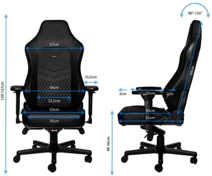 noblechairs Fotel gamingowy noblechairs HERO naturalna skóra czarny czarne obszycie NBL-HRO-RL-BLA - Fotele gamingowe - miniaturka - grafika 2