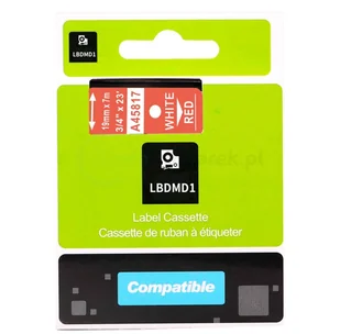 Dymo strefadrukarek.pl Taśma D1 45817 19mm x 7m czerwona biały nadruk - zamiennik | OSZCZĘDZAJ DO 80% - ZADZWOŃ! 730811399 PROMOCJA! D1-45817 - Etykiety do drukarek - miniaturka - grafika 4