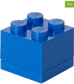 Pojemniki na zabawki - Lego Pojemniki (3 szt.) "Mini 4"w kolorze niebieskim - 4,6 x 4,3 x 4,6 cm - miniaturka - grafika 1